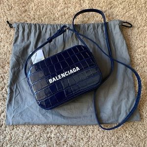 BALENCIAGA XS Embossed Croc Everyday Camera Bag